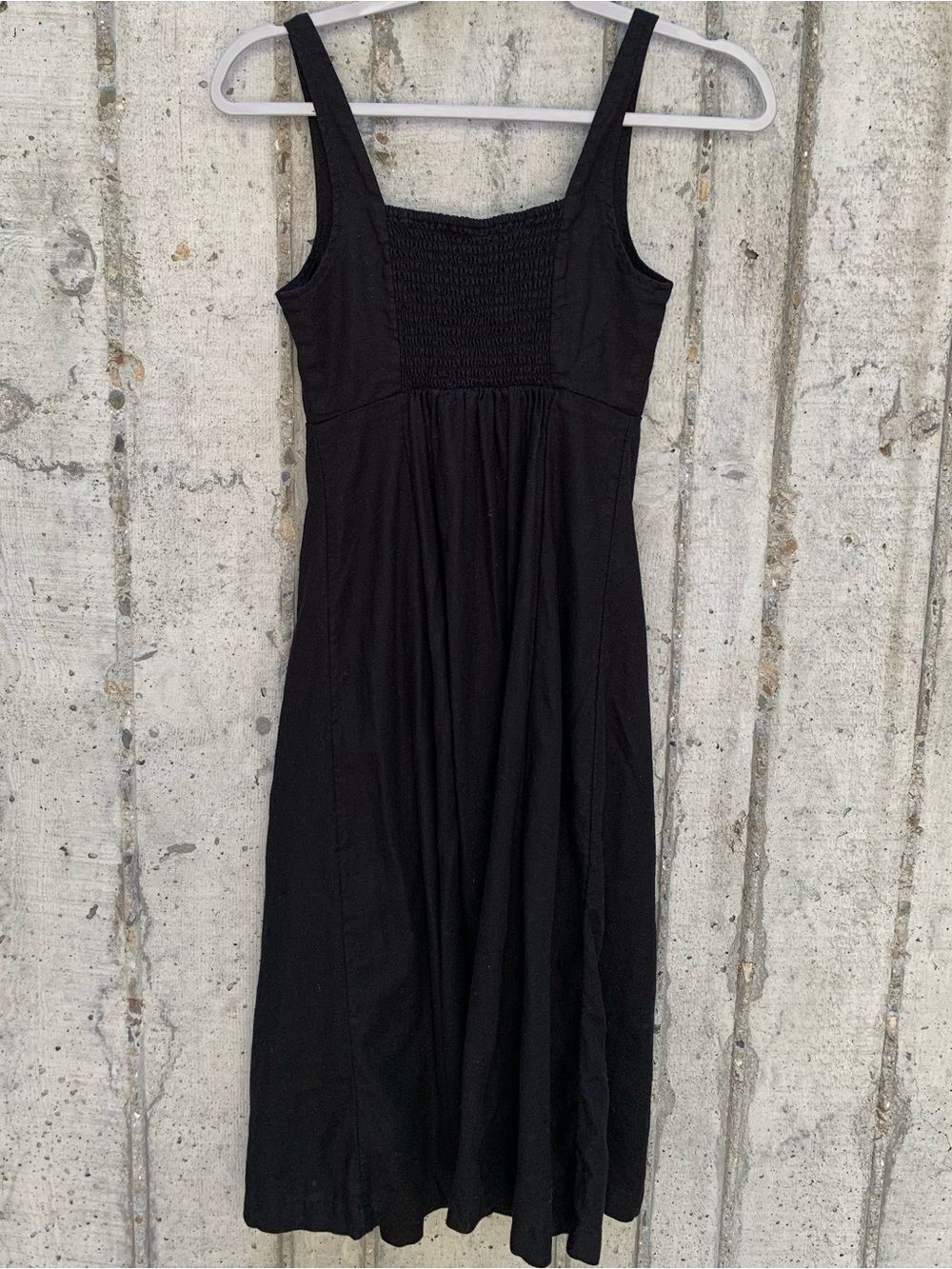 Fit & Flare Sleeveless Seamed Bodice Linen-Blend Midi Dress Old Money Chic XSP - Picture 3 of 10